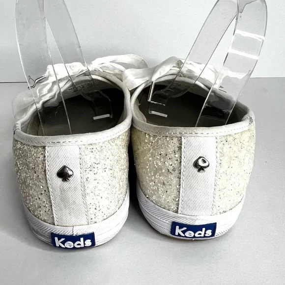 Keds X Kate Spade White Glitter Champion Lace-Up Sneakers Wedding Prom Sz 11 - Picture 2 of 8